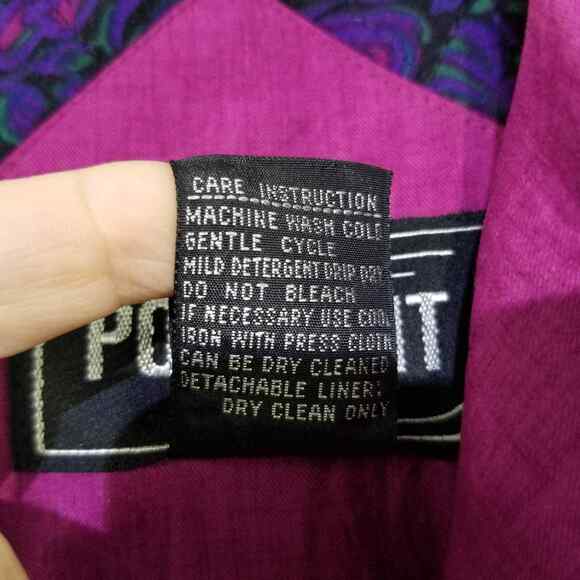 Vintage Women's Portrait Belted Trench Coat Raspberry Purple Size 12 Zip Out - Picture 10 of 12